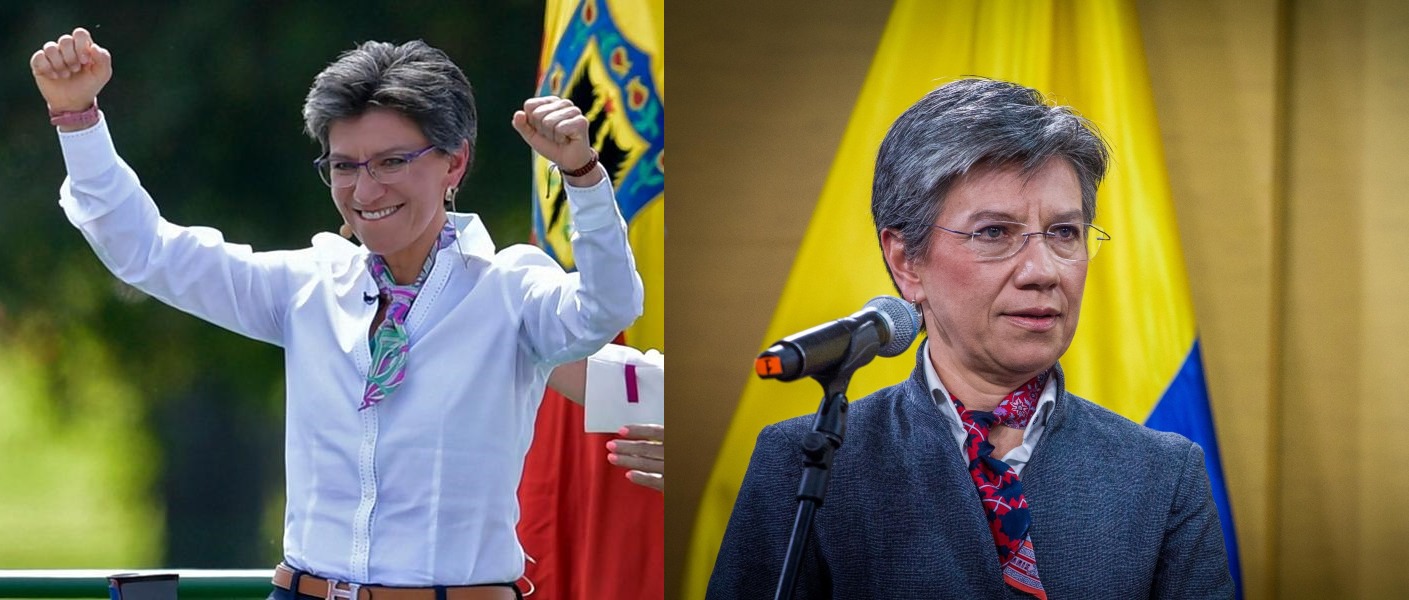 Claudia López durante su posesión y durante empalme con el alcalde electo / ENS 
