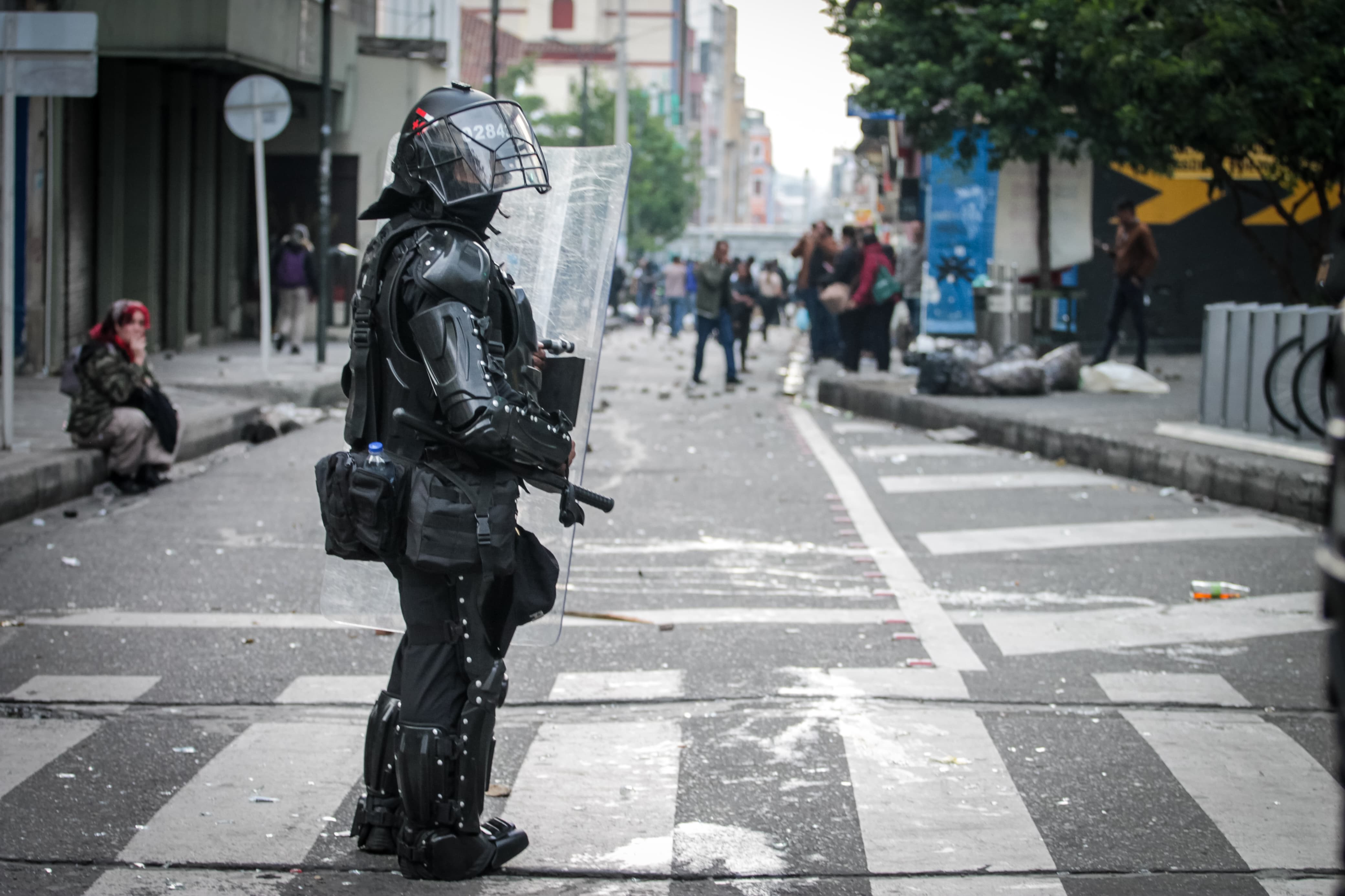 Presencia del ESMAD o UNDMO en protestas del jueves 8 de febrero en Bogotá / Catalina Olaya - ENS