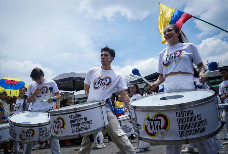 La Central Unitaria de Trabajadores de Colombia hicieron presencia en las marchas 