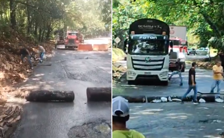 Bloqueos en autopista Medellin-Bogota