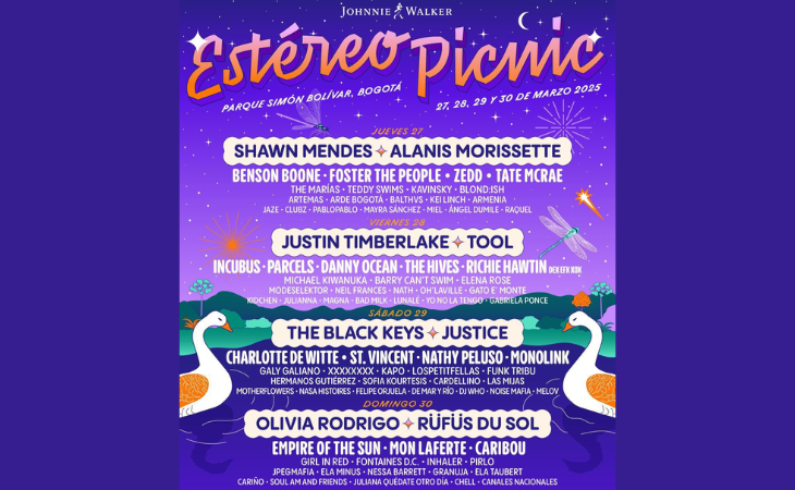 Cartel por días del Festival Estéreo Picnic 2025