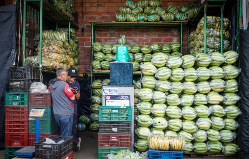 Plaza de mercado con frutas y verduras