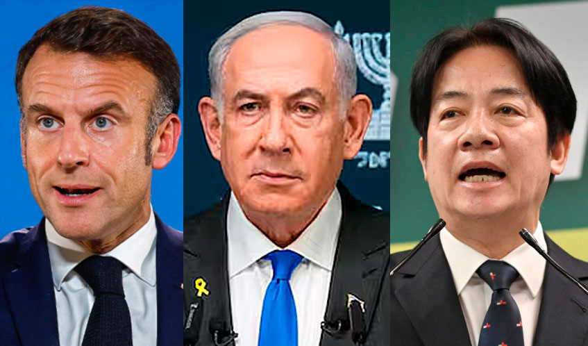 Emmanuel Macron,  Benjamin Netanyahu, Lai Ching-te