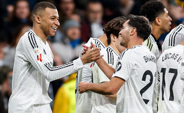 Kylian Mbappé celebrando el triunfo del Real Madrid 