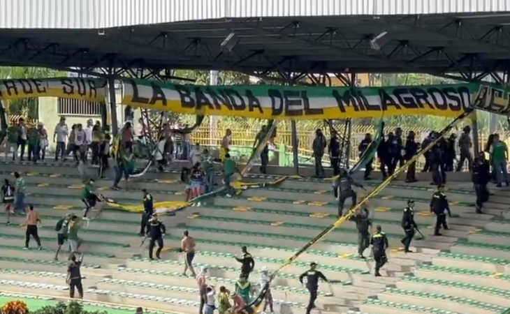 Policía e hinchas del Quindío se enfrentaron