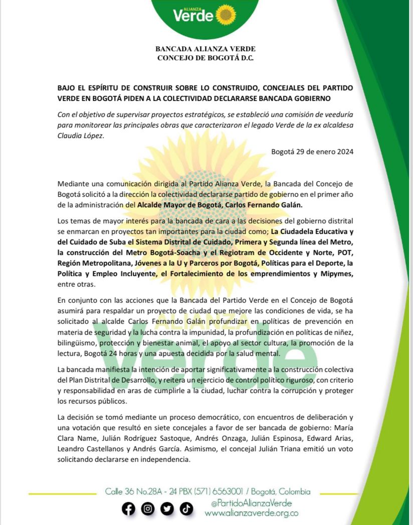 Bancada de Alianza Verde del Concejo de Bogotá