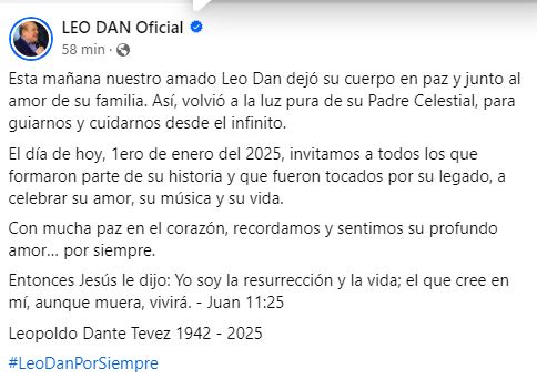 Mensaje de Leo Dan 