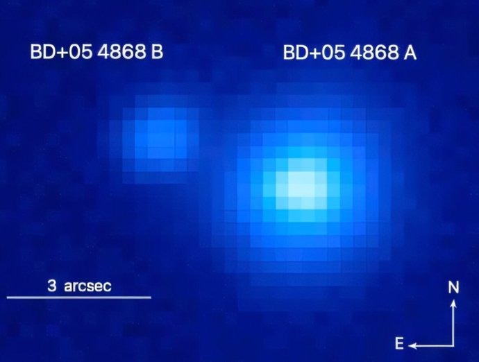 Una vista ampliada del objetivo, BD+05 4868 A, y su compañero binario más débil, BD+05 4868 B, - ARXIV (2025). DOI: 10.48550/ARXIV.2501.05431